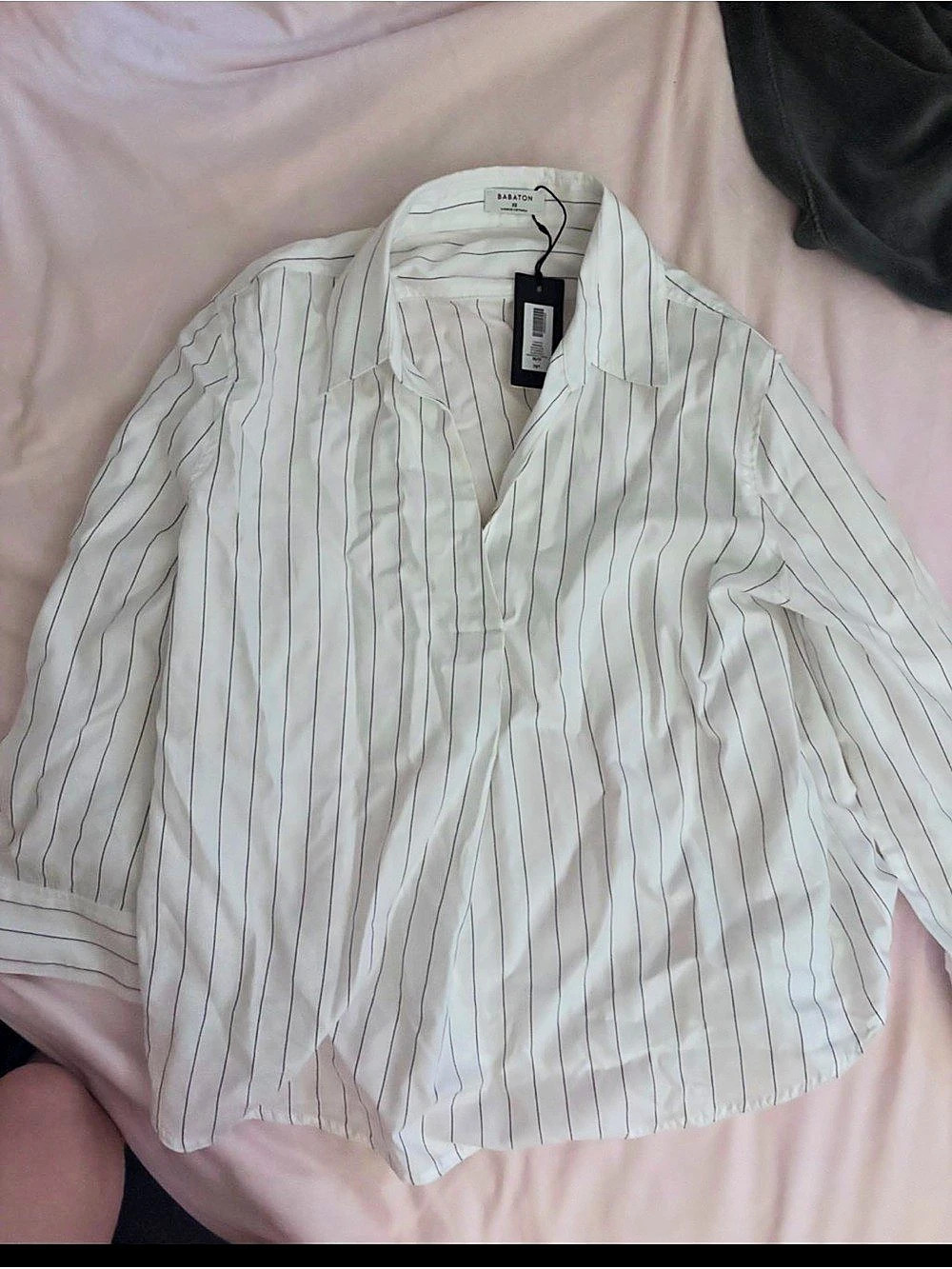 ZARA Striped Button Down Top in White & Black NWT